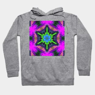 Psychedelic Hippie Flower Blue Green and Purple Hoodie